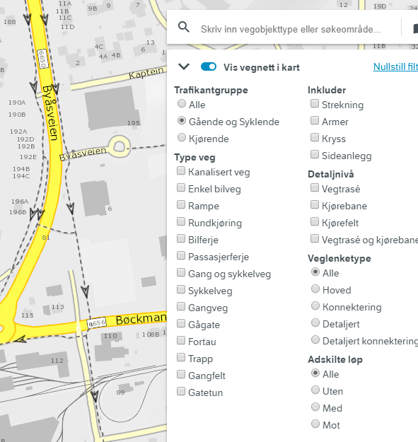 Show road network in Vegkart